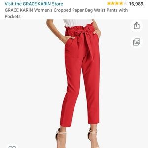 Cropped Paper Bag Waist Pants with Pockets